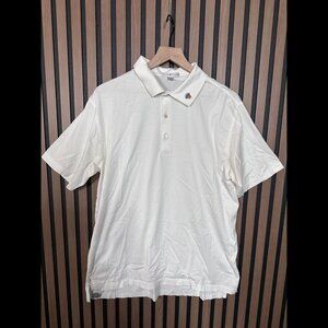 Peter Millar Polo Shirt Large Mens Off White Short Sleeve 100% Cotton Stretch